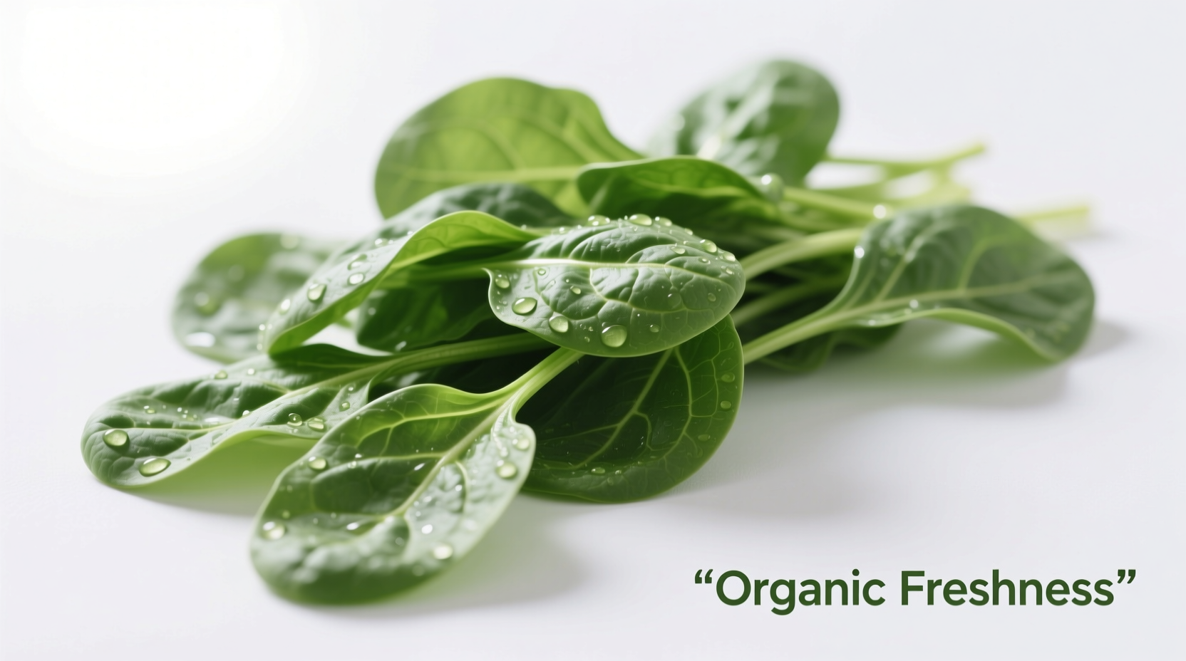 Fresh organic spinach leaves on white background