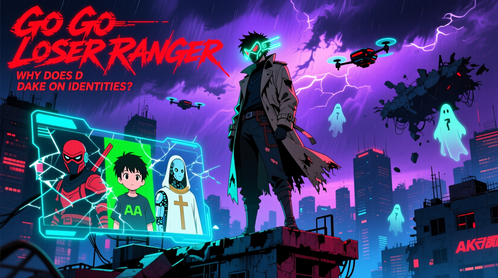 go go loser ranger why does d take on identities