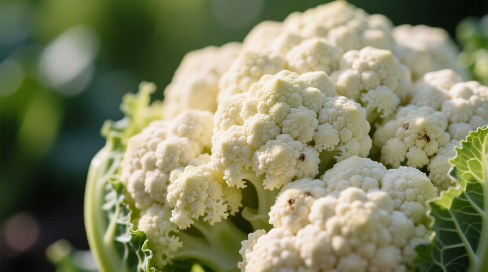 Close-up of cauliflower head showing texture