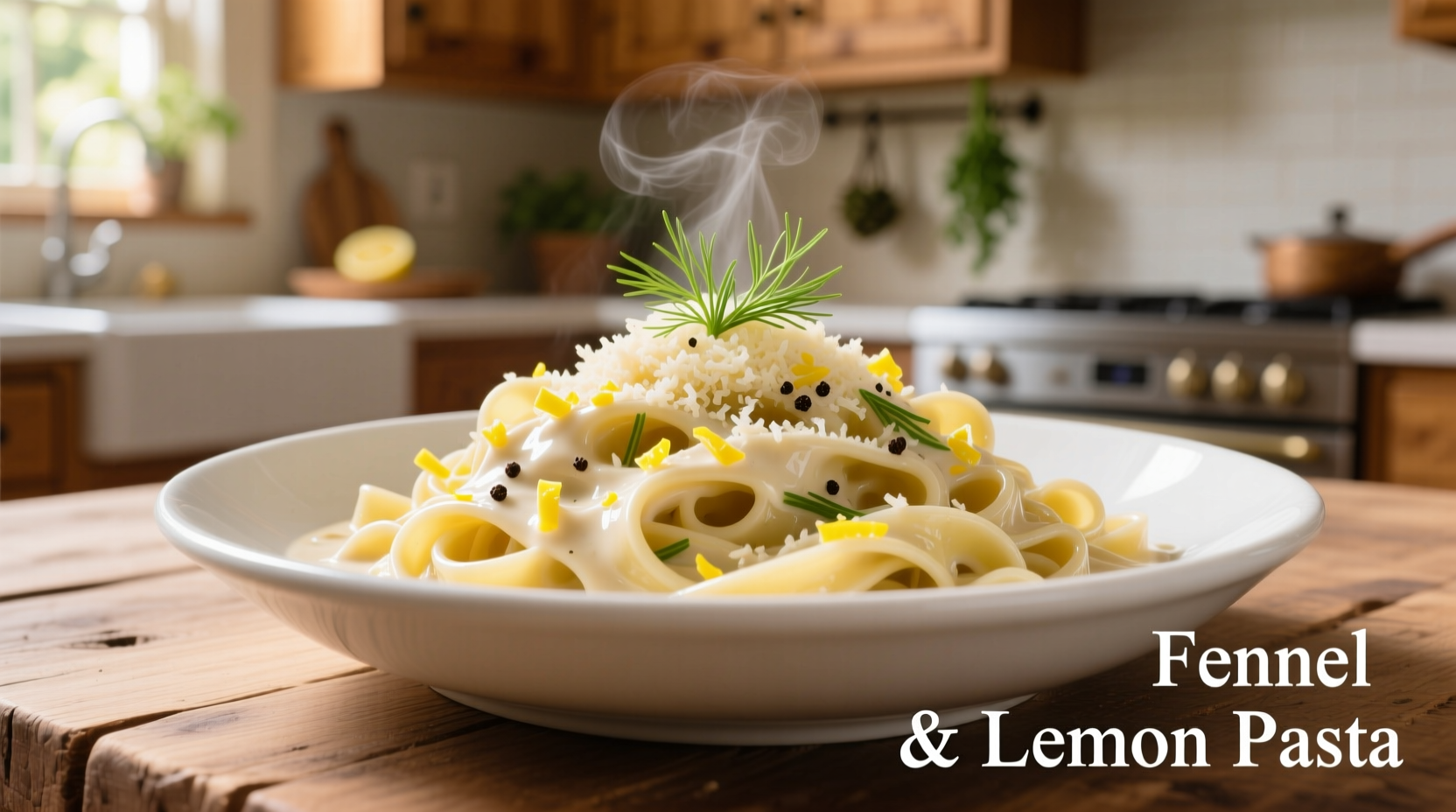 Creamy fennel pasta with lemon zest and parmesan