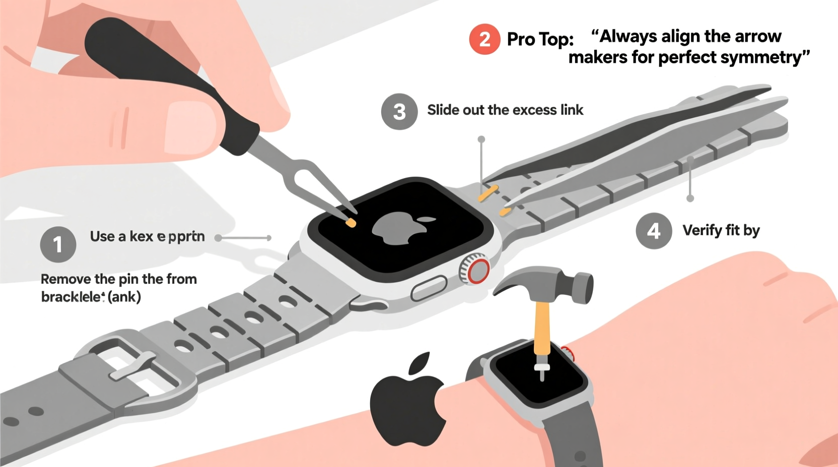 step by step guide to easily adjusting a metal iwatch bracelet for the perfect fit