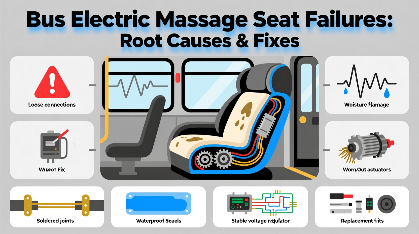 bus electric massage seat failures