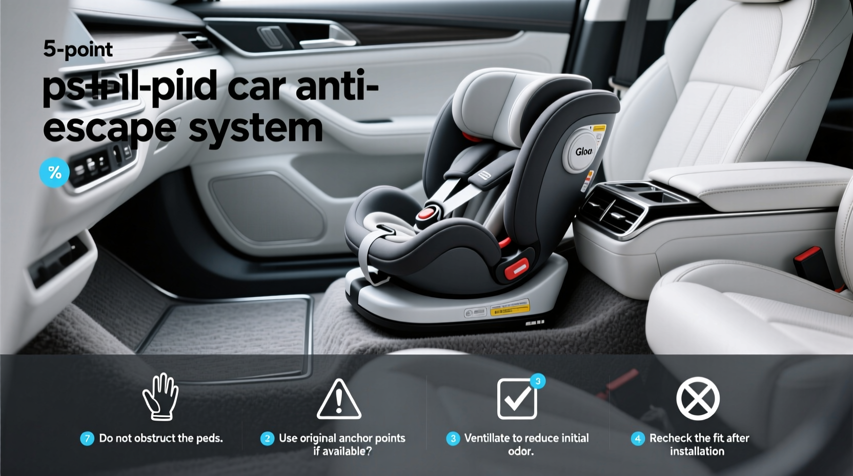 5 point plus child car seat anti escape system