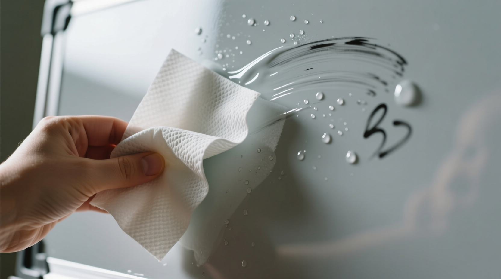 clean a dry erase board with baby wipes
