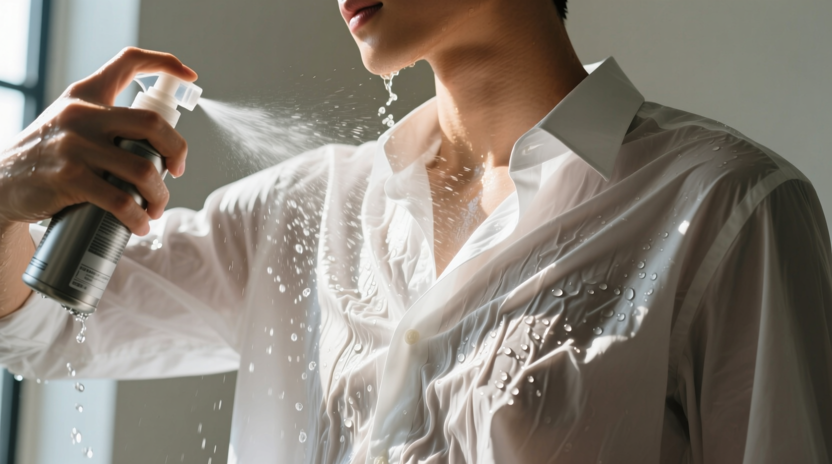 quickly de wrinkle your shirt with a spray bottle and a
