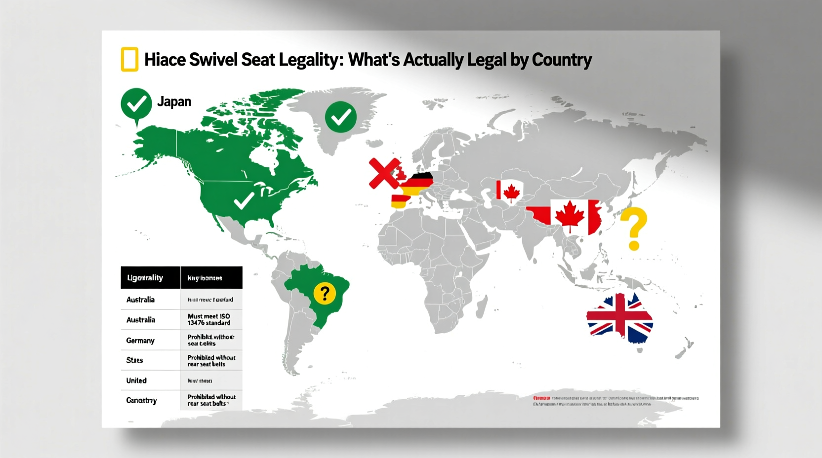 Hiace Swivel Seat Legality: What's Actually Legal by Country