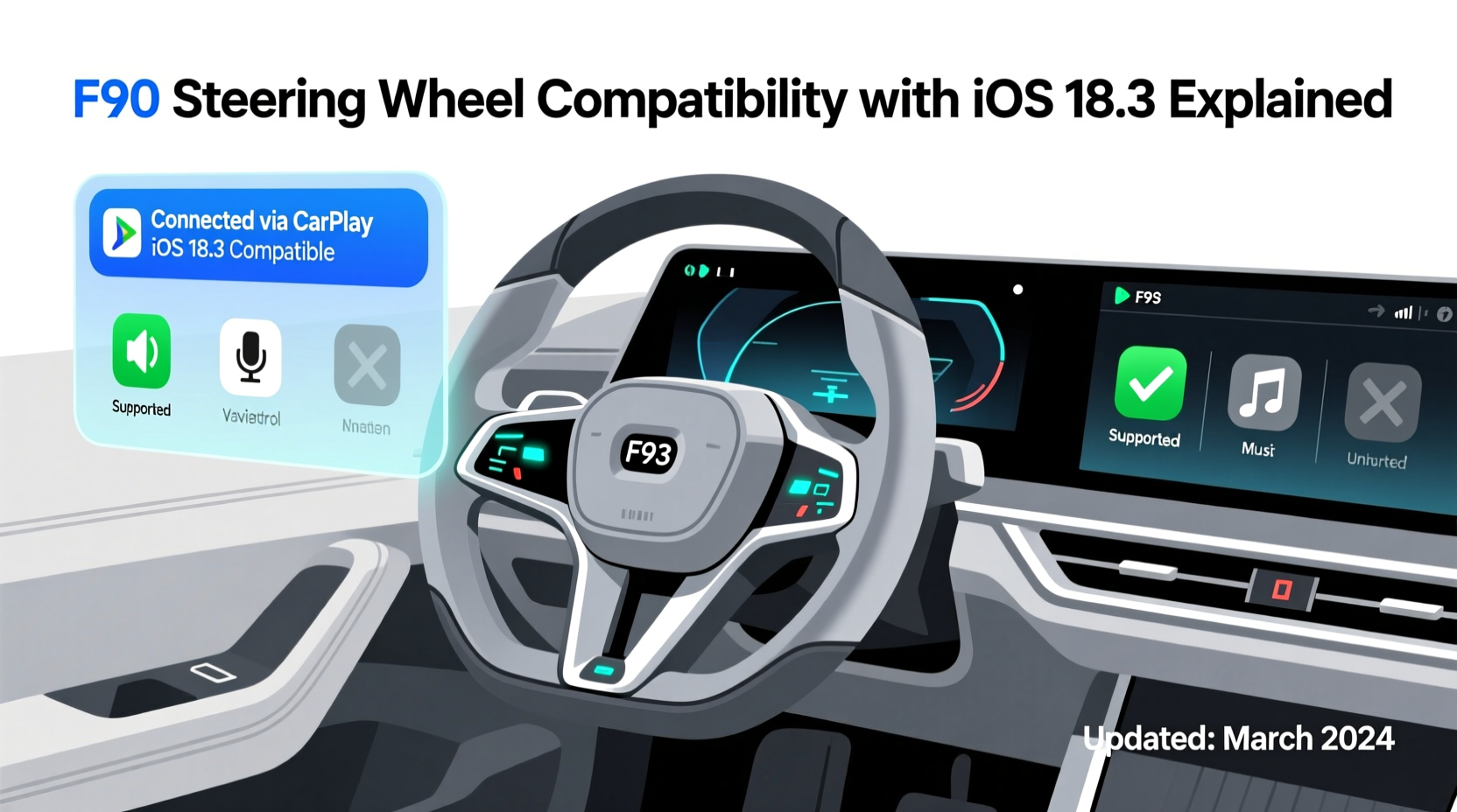 f90 steering wheel ios 18 3