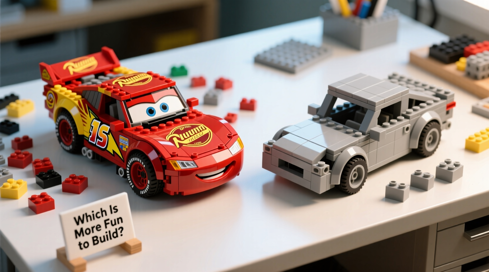 lightning mcqueen lego vs generic car blocks which toy is more fun to build
