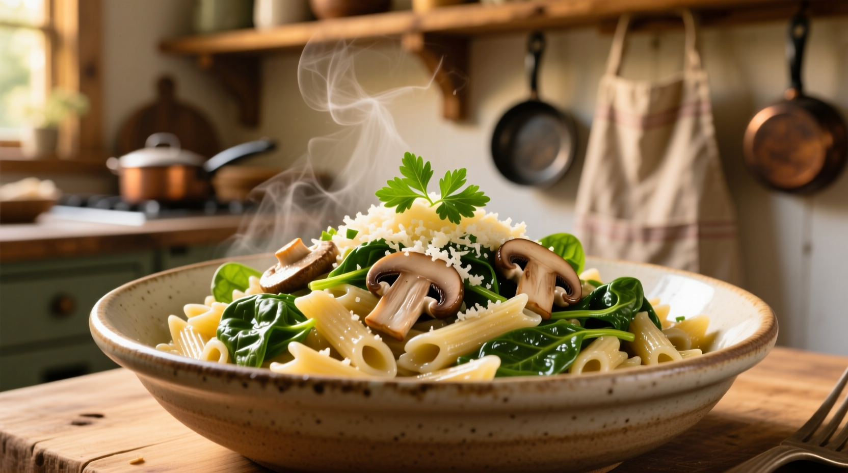 Creamy Mushroom Spinach Orzo Recipe in 25 Minutes