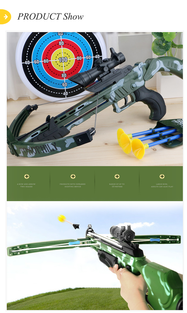 Big size archery gun sport game set kids bow and arrow toy