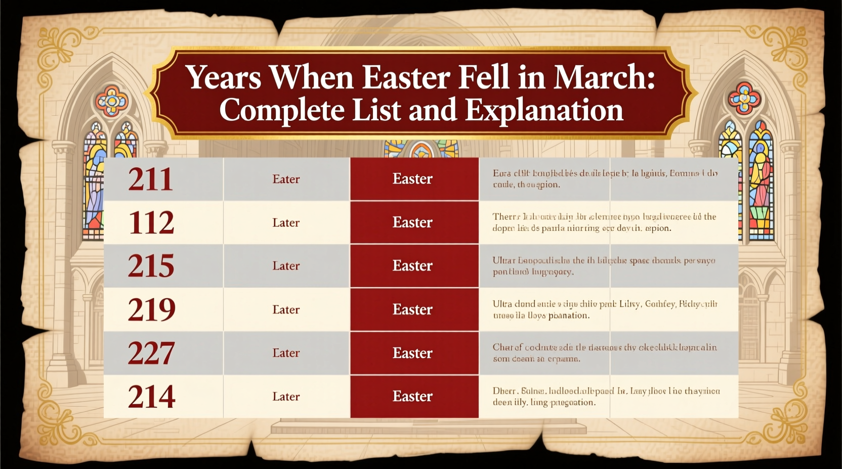 Years When Easter Fell in March: Complete List and Explanation