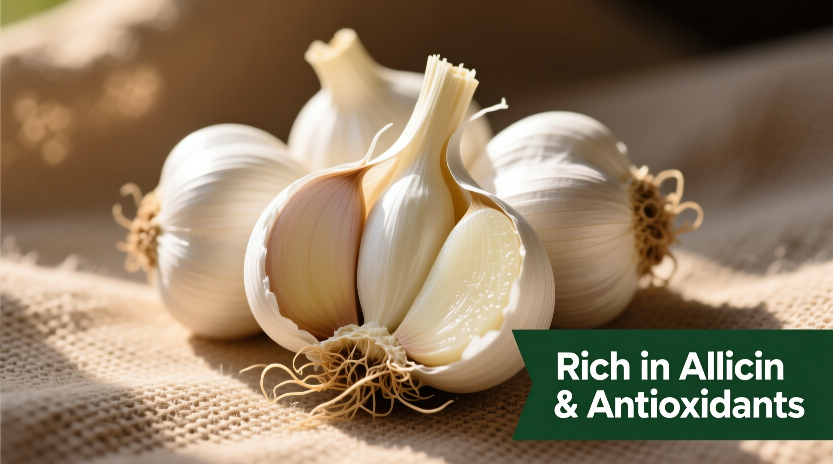Fresh garlic cloves with nutritional benefits