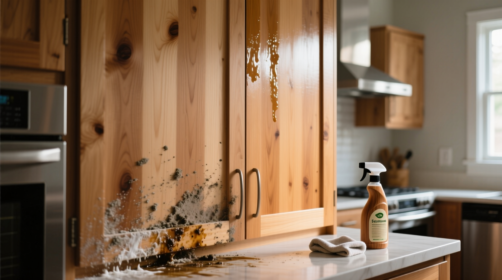 how to clean wood kitchen cabinets