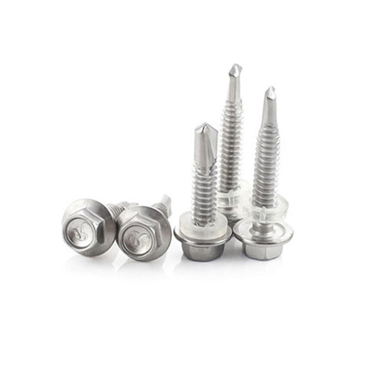 din 7504 316 stainless steel self drilling screw with rubber washer