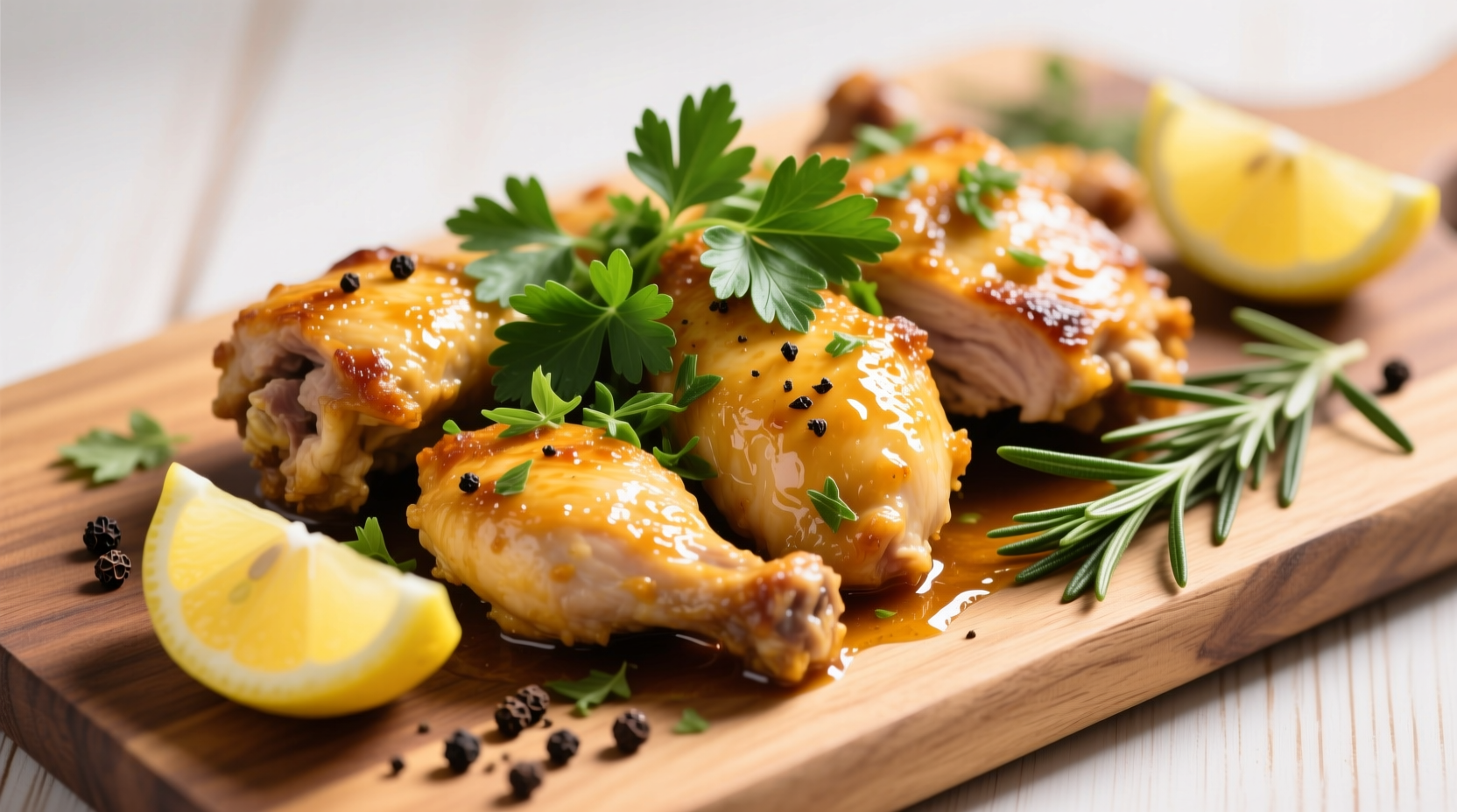 Golden garlic lemon chicken with fresh herbs