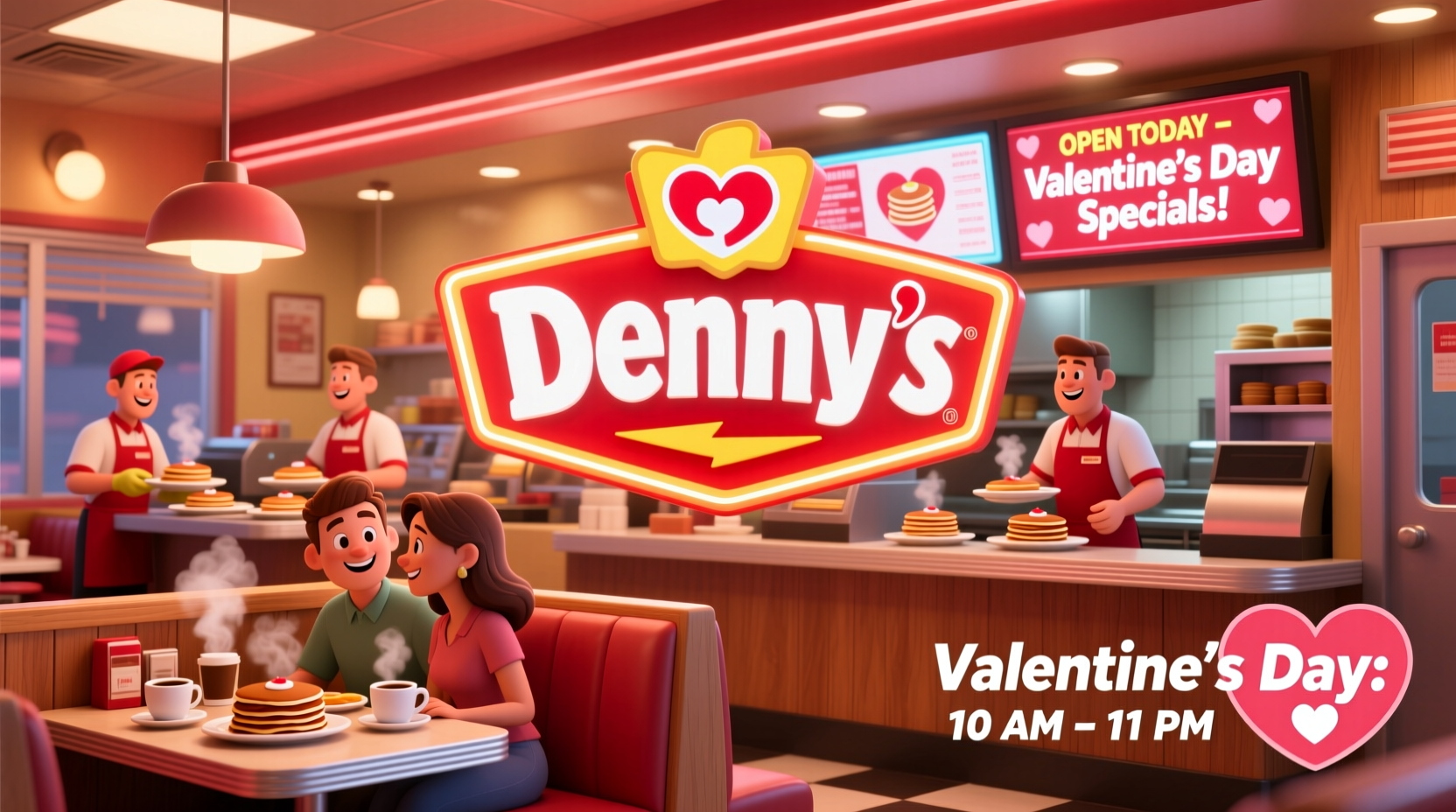 is dennys open on valentines day