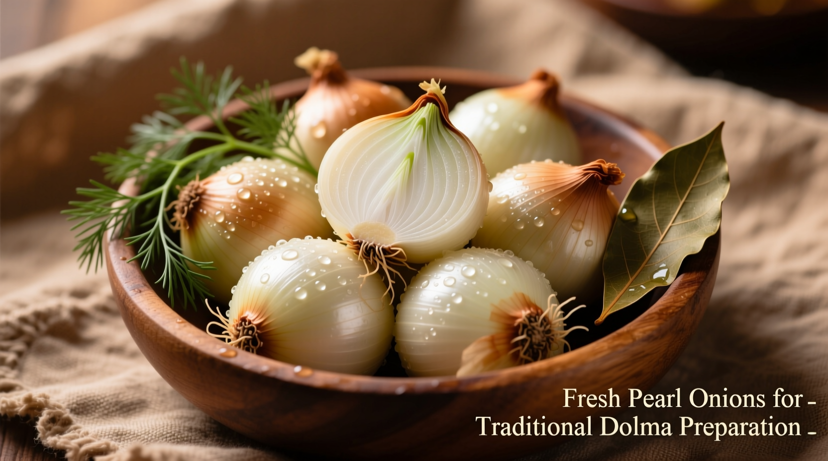 Fresh pearl onions for traditional dolma preparation