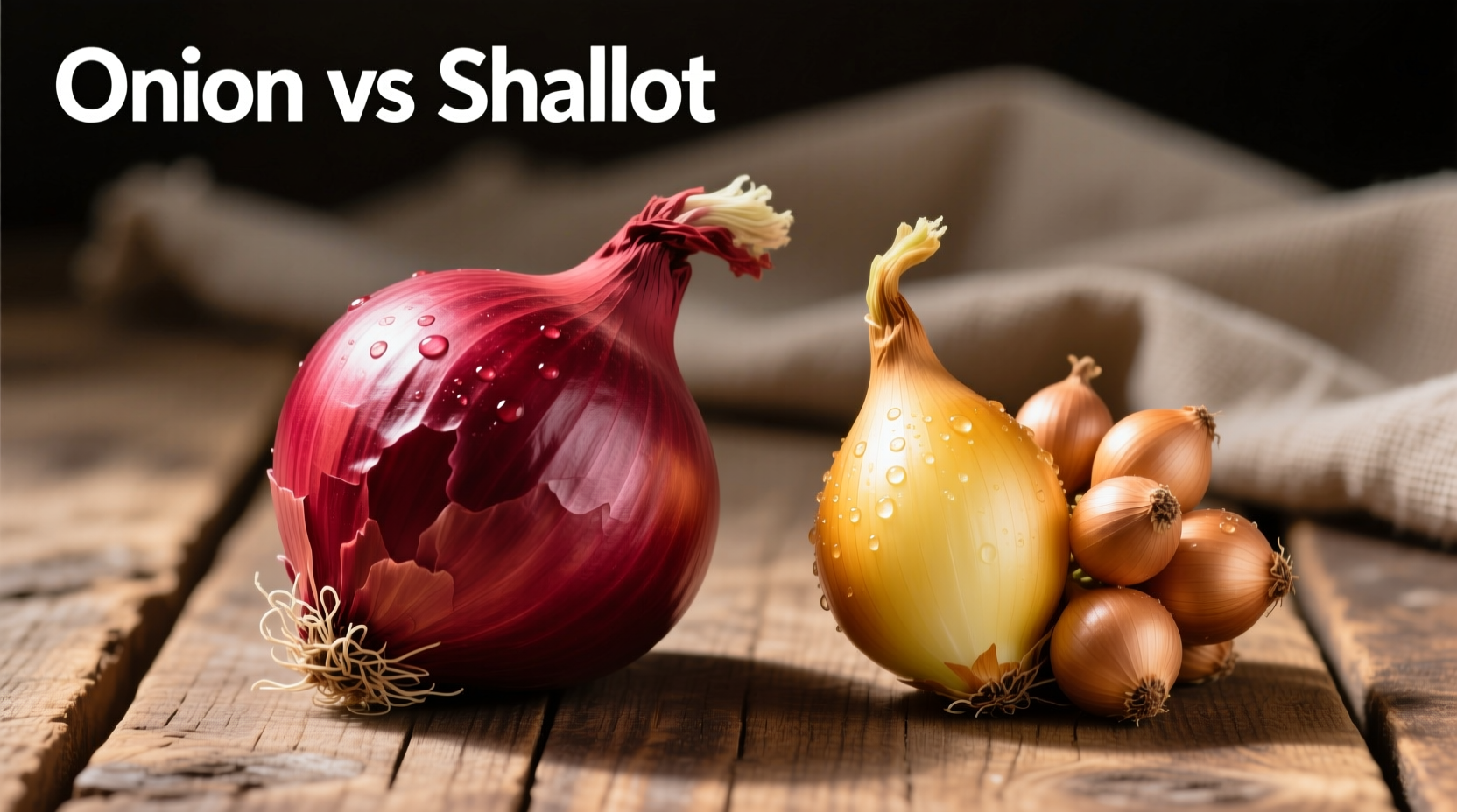 Side-by-side comparison of onion and shallot