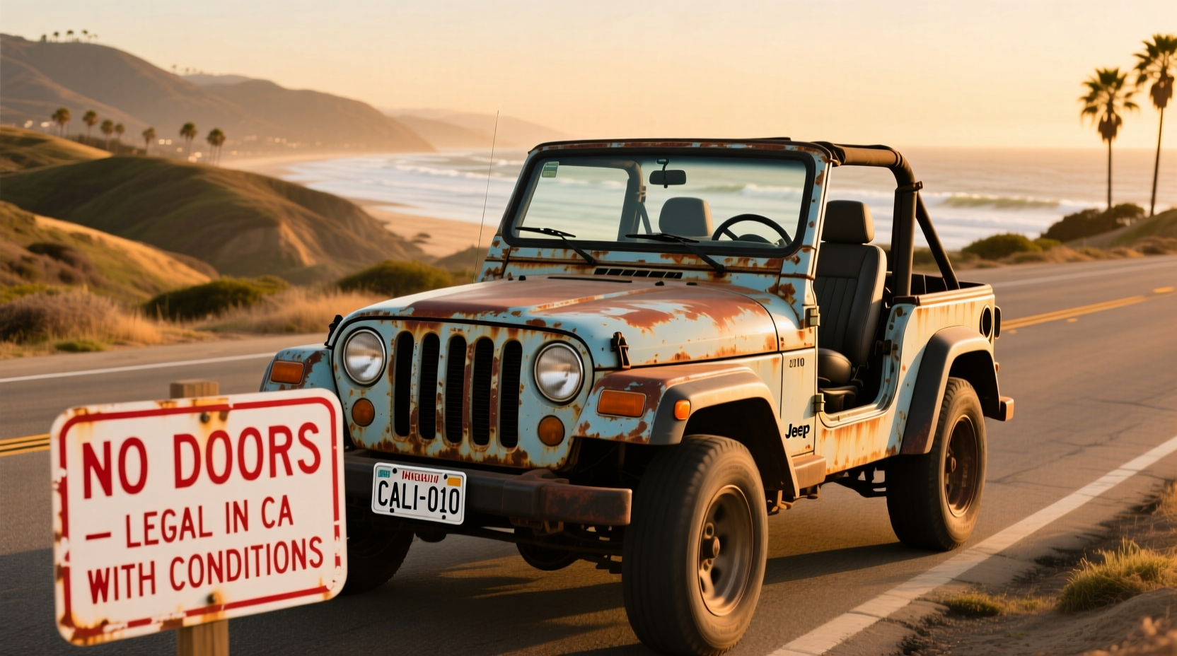 2010 wrangler no doors california law