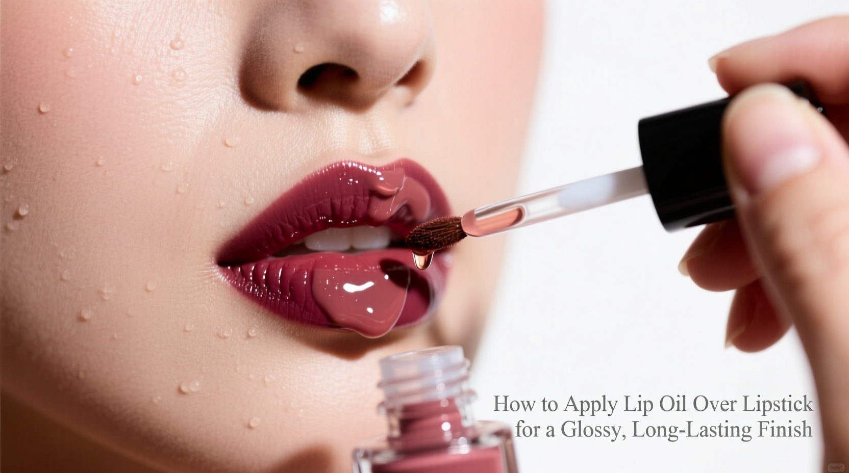 how to apply lip oil over lipstick for a glossy long lasting finish