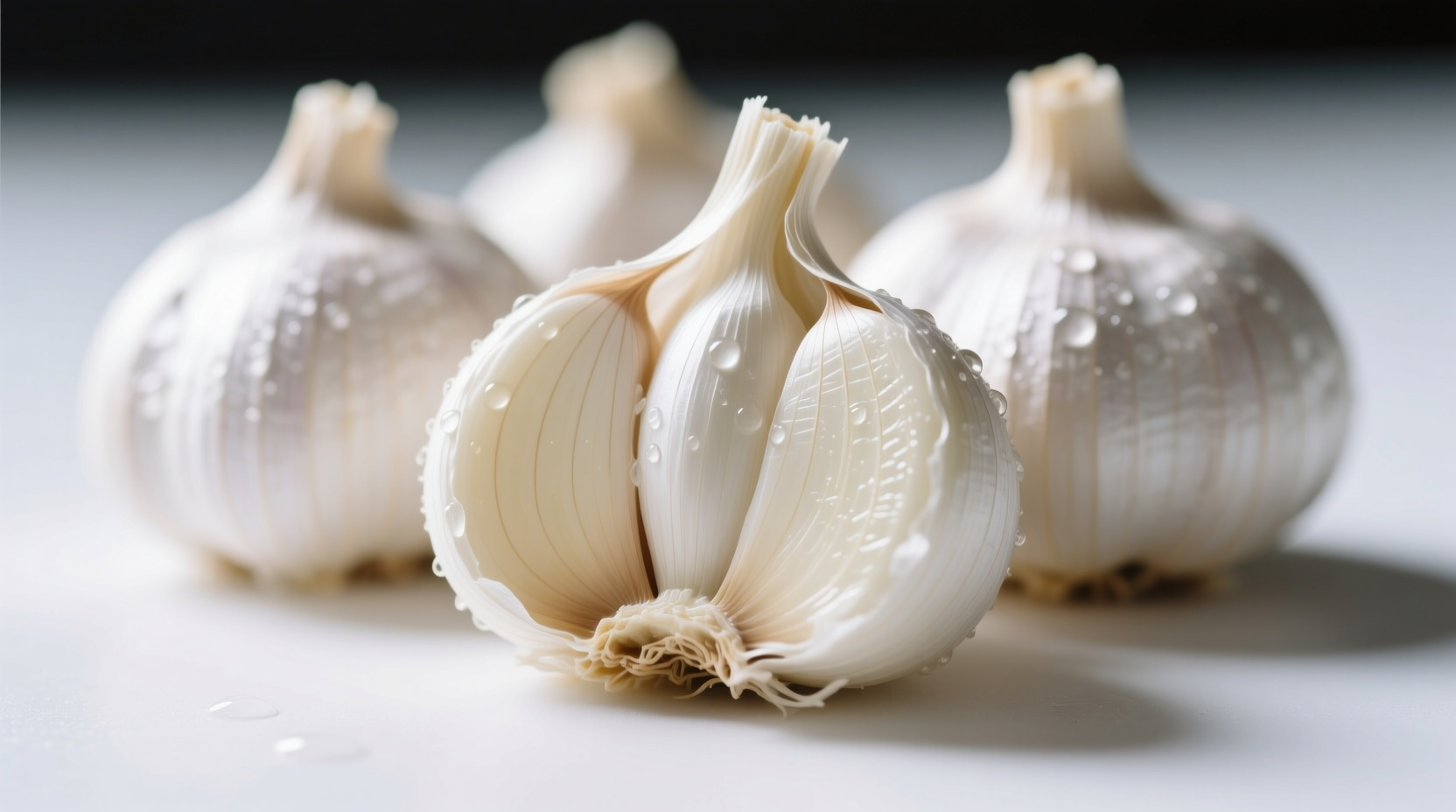 Fresh raw garlic cloves with skin removed showing pungent interior