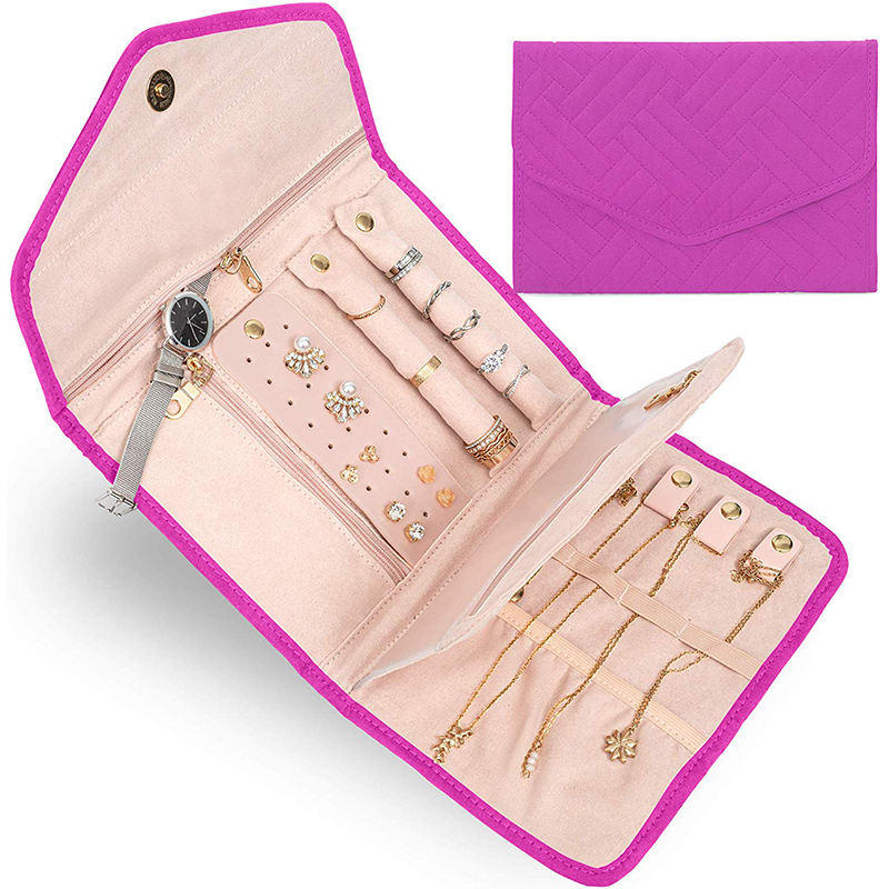 Portagioielli Da Viaggio Pieghevole In Velluto - Organizer Per Anelli, Collane E Orecchini - Foto 5