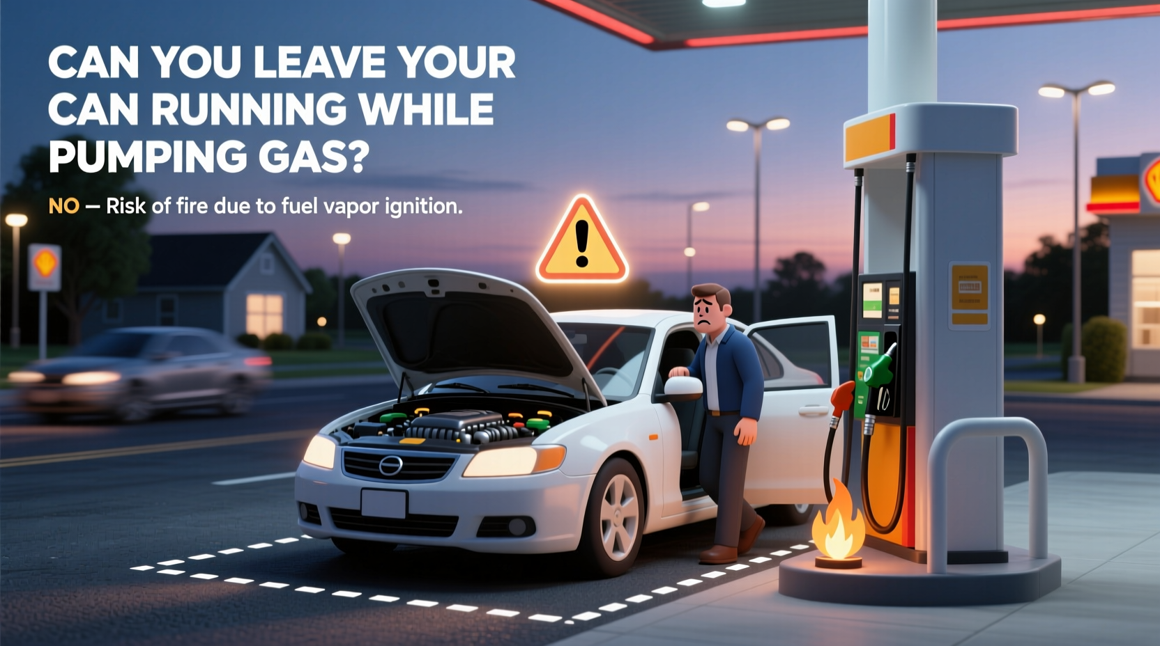 can i leave my car running while pumping gas
