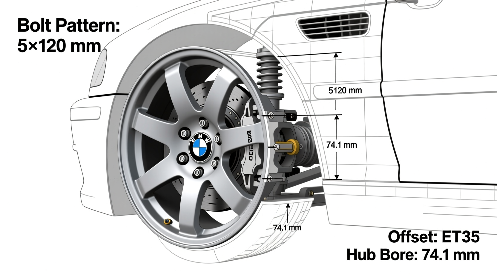 e46 m wheel install non m