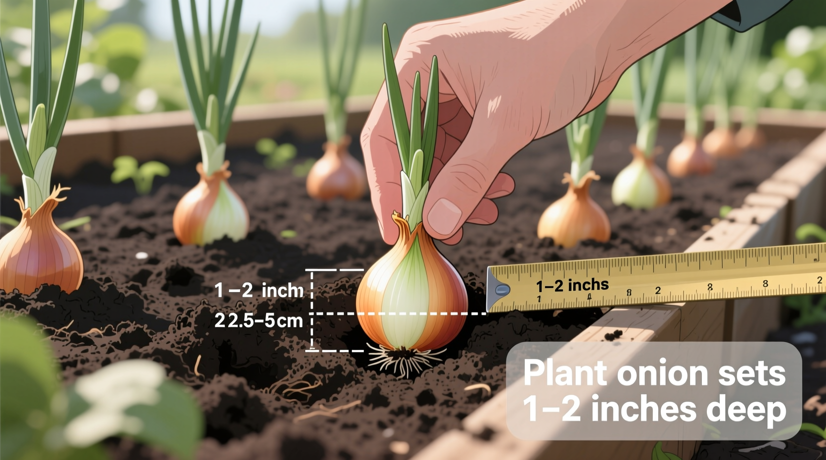 how deep to plant onion sets