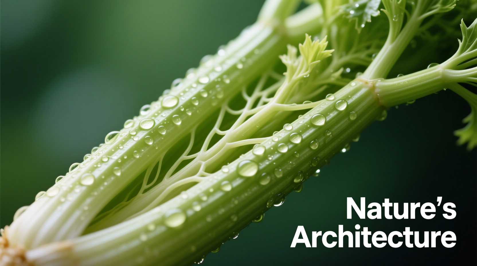 Close-up of celery stalks showing fibrous structure