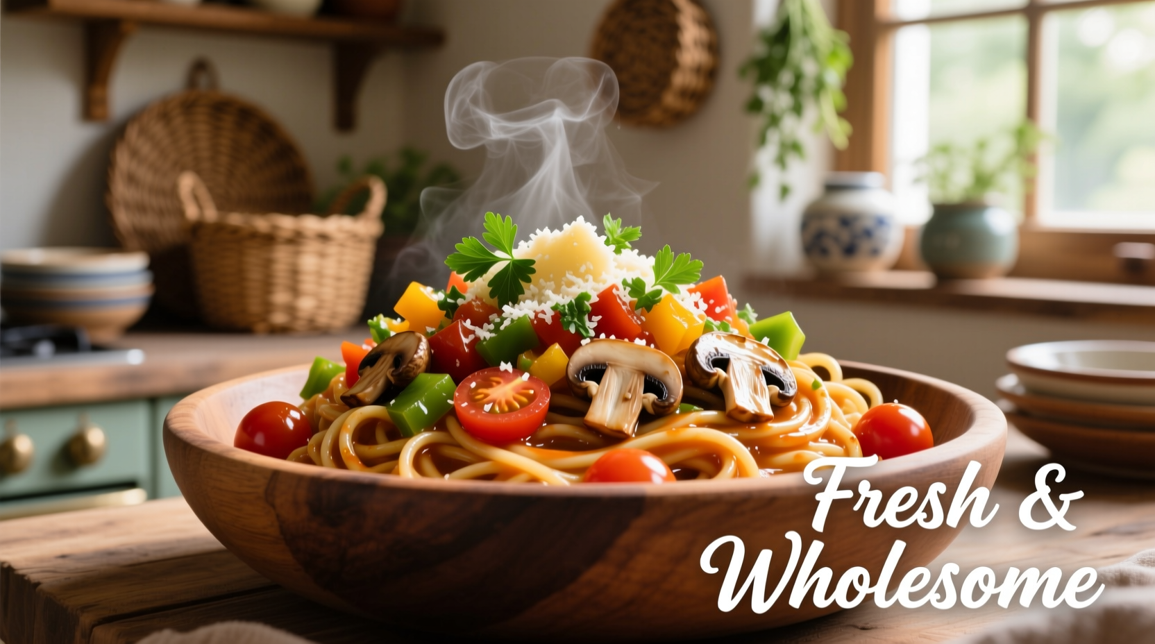 Fresh cauliflower noodles in colorful sauce