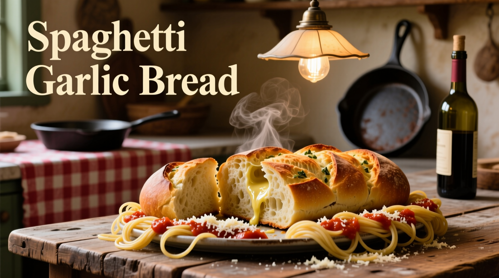 spaghetti garlic bread