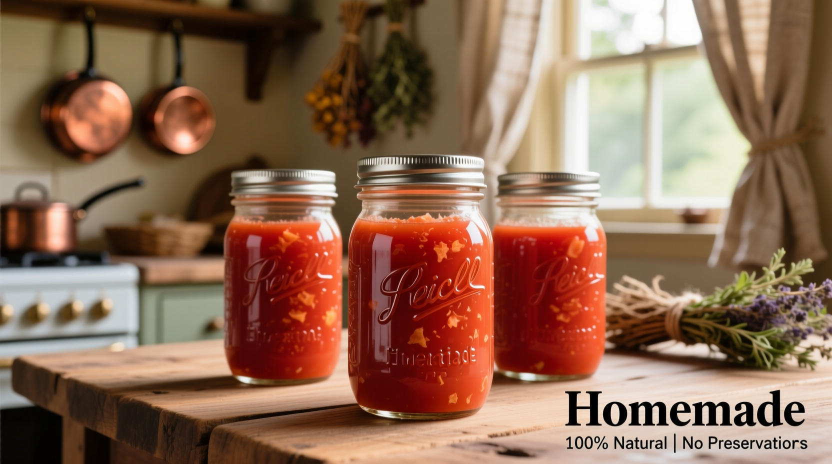 Properly sealed mason jars of homemade tomato juice
