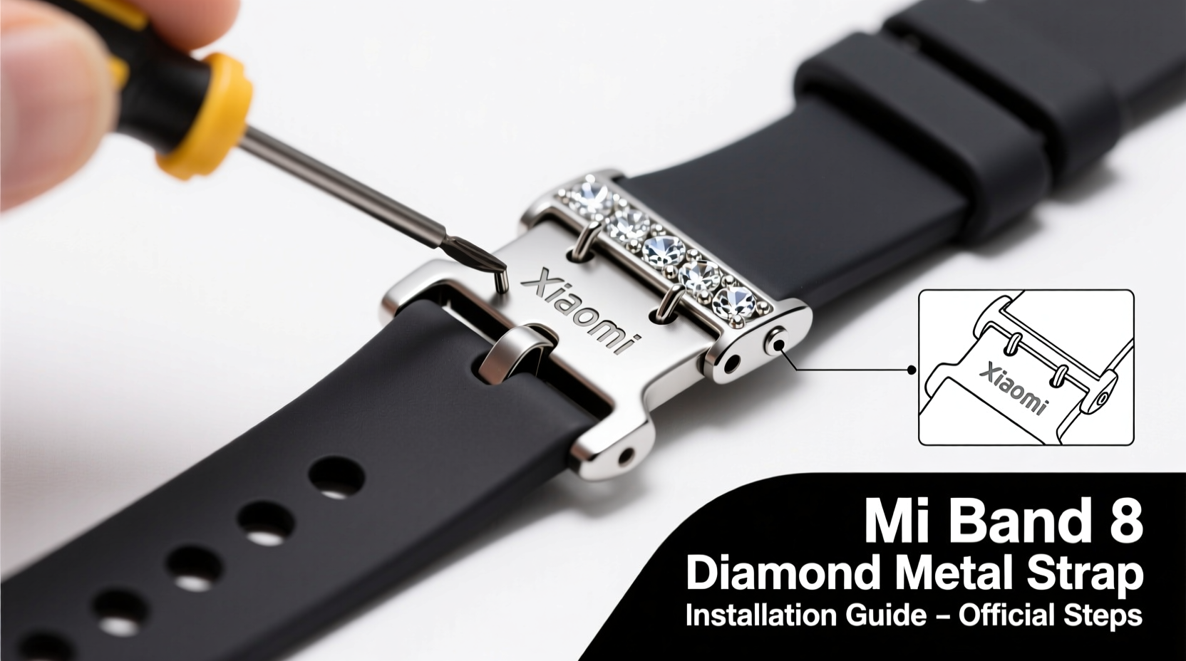 step by step guide to installing a diamond metal strap on your mi band 8 for a perfect fit
