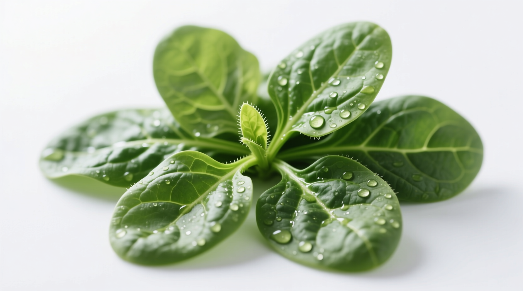 Fresh raw spinach leaves on white background