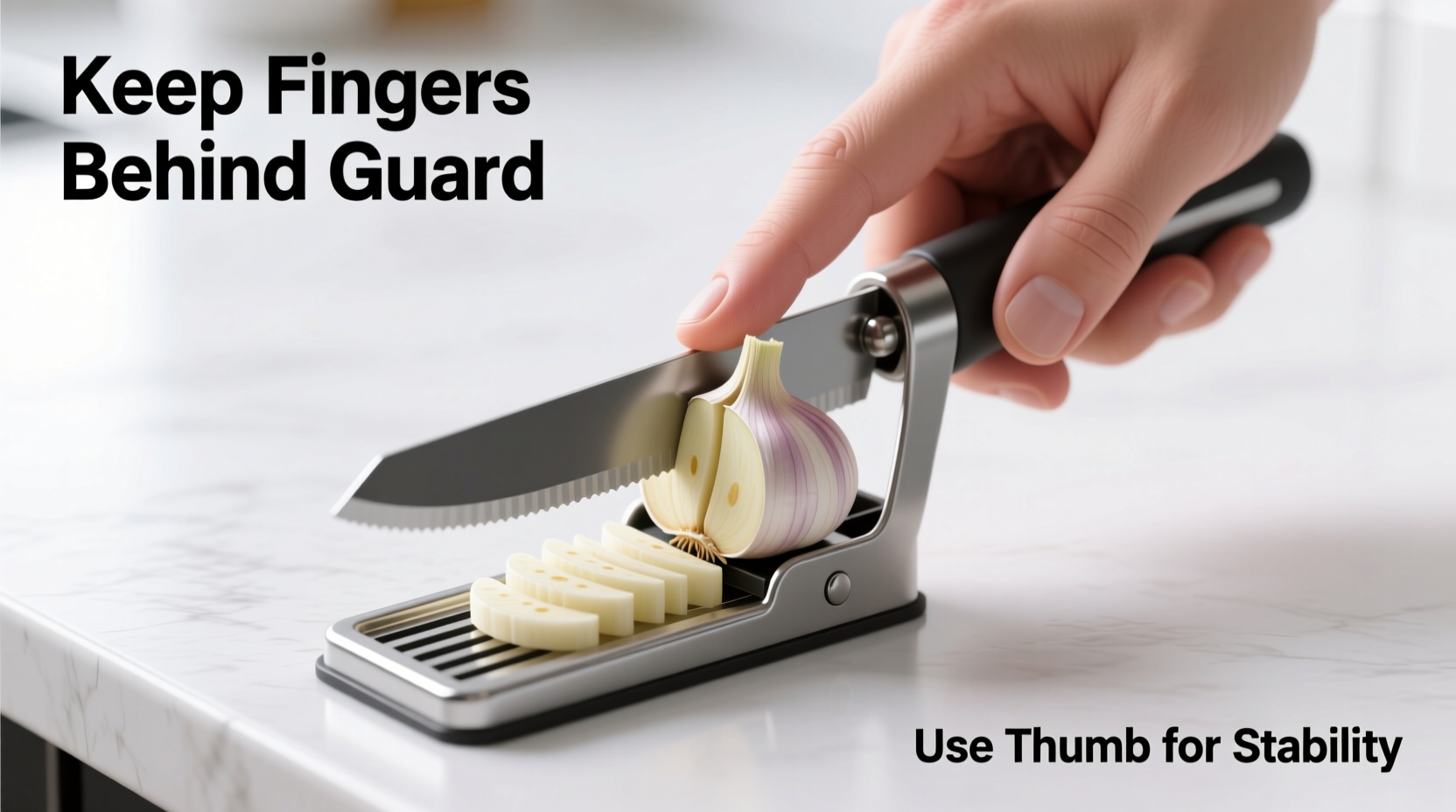 Proper technique for using garlic slicer safely