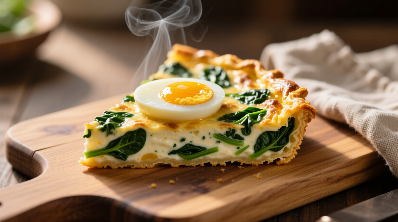 Perfect golden egg and spinach frittata slice
