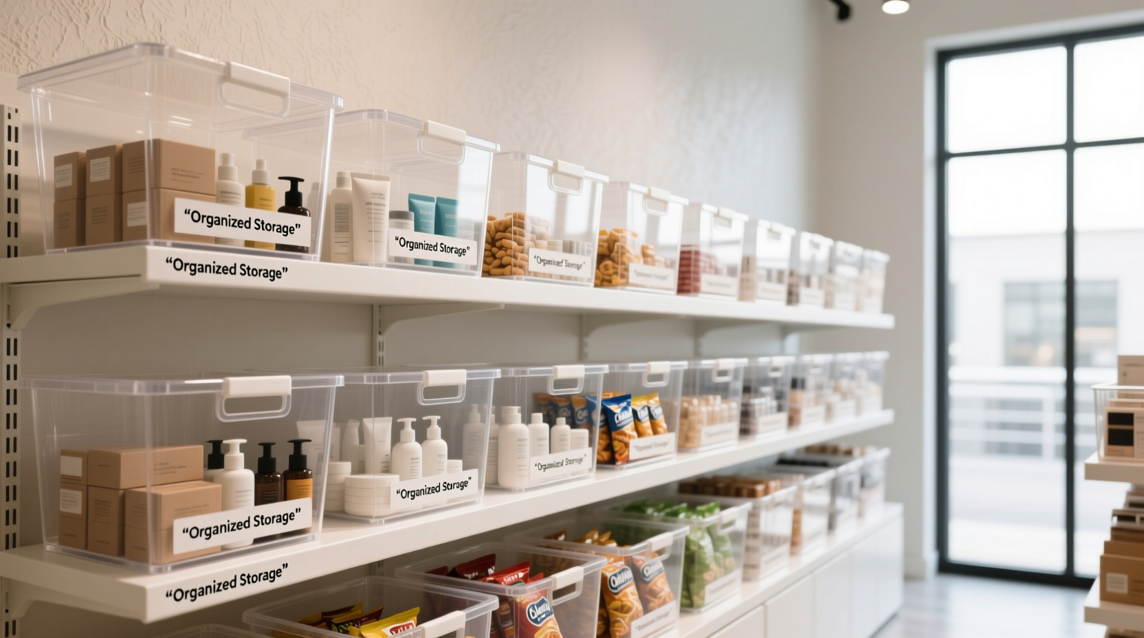 store in clear bins