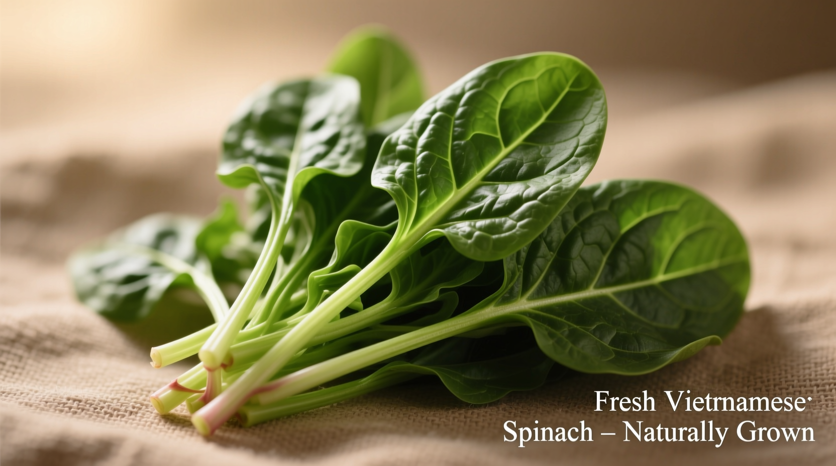 Fresh Vietnamese spinach with hollow stems and green leaves