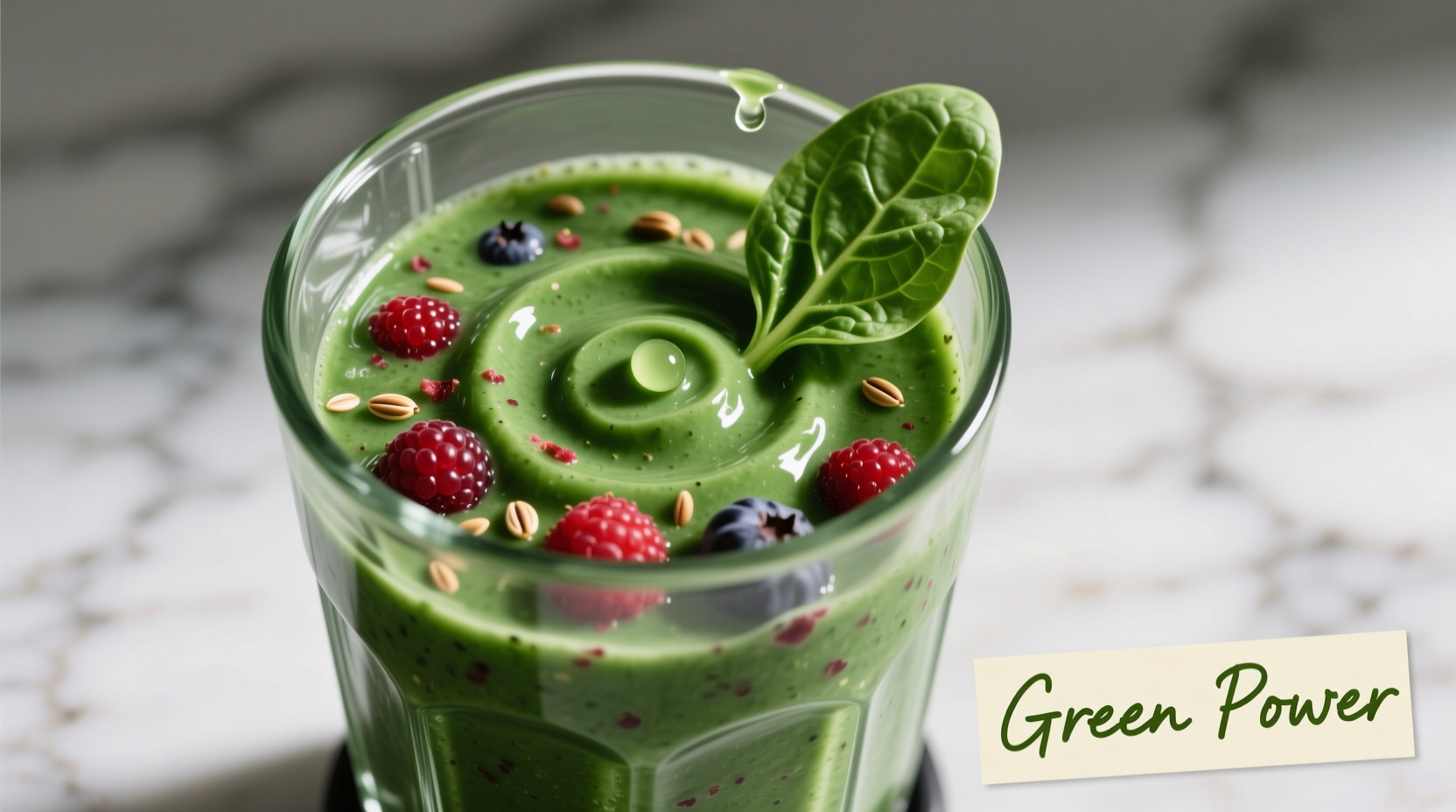 Fresh spinach and mixed berries in blender