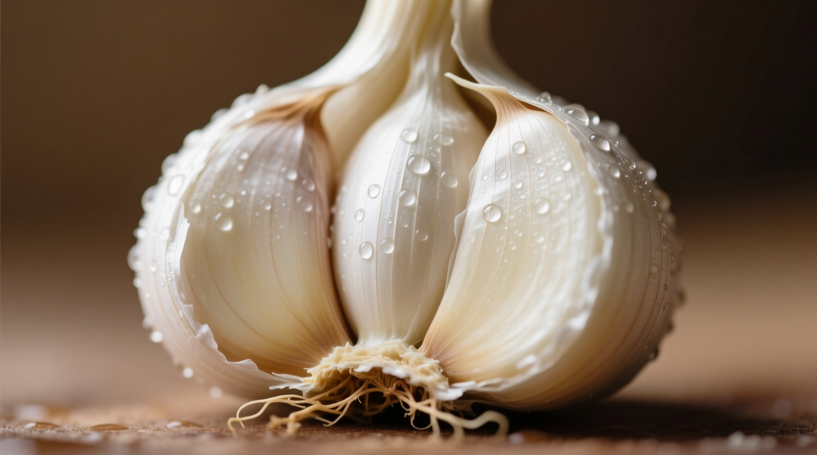 Fresh raw garlic cloves with skin removed showing texture