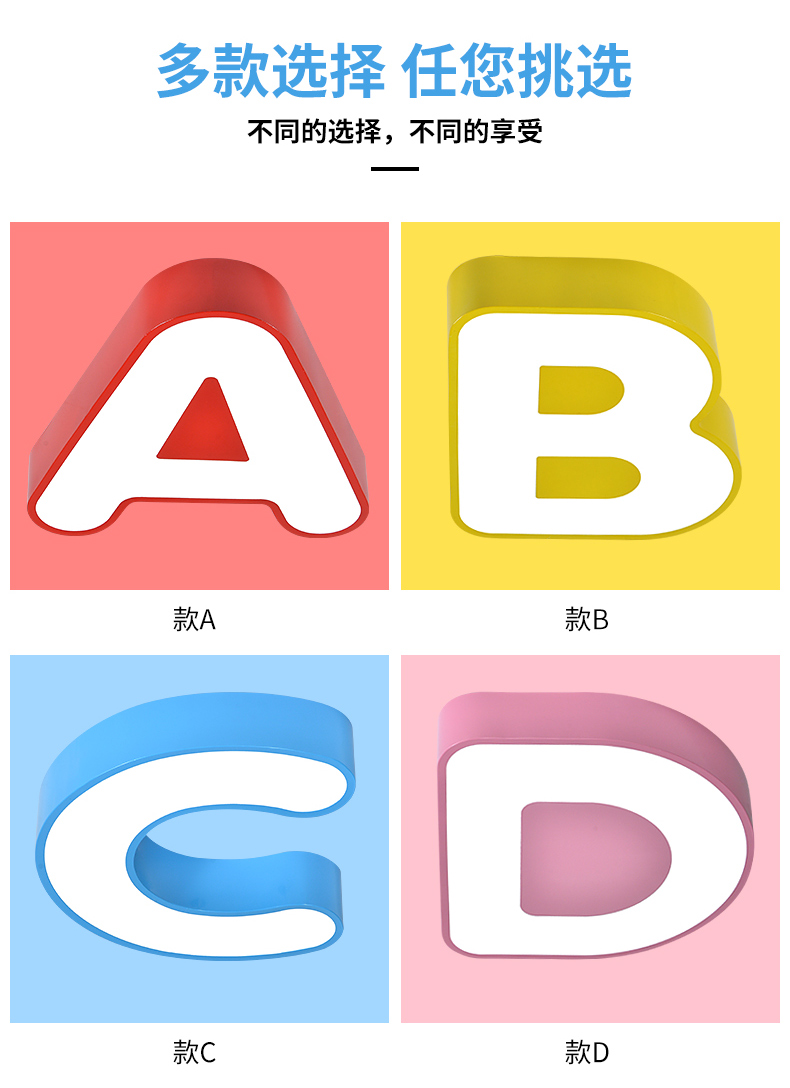 Sweet Simple Cartoon Girls Students Study Room Letter A B C D Led Ceiling Chandelier Lights