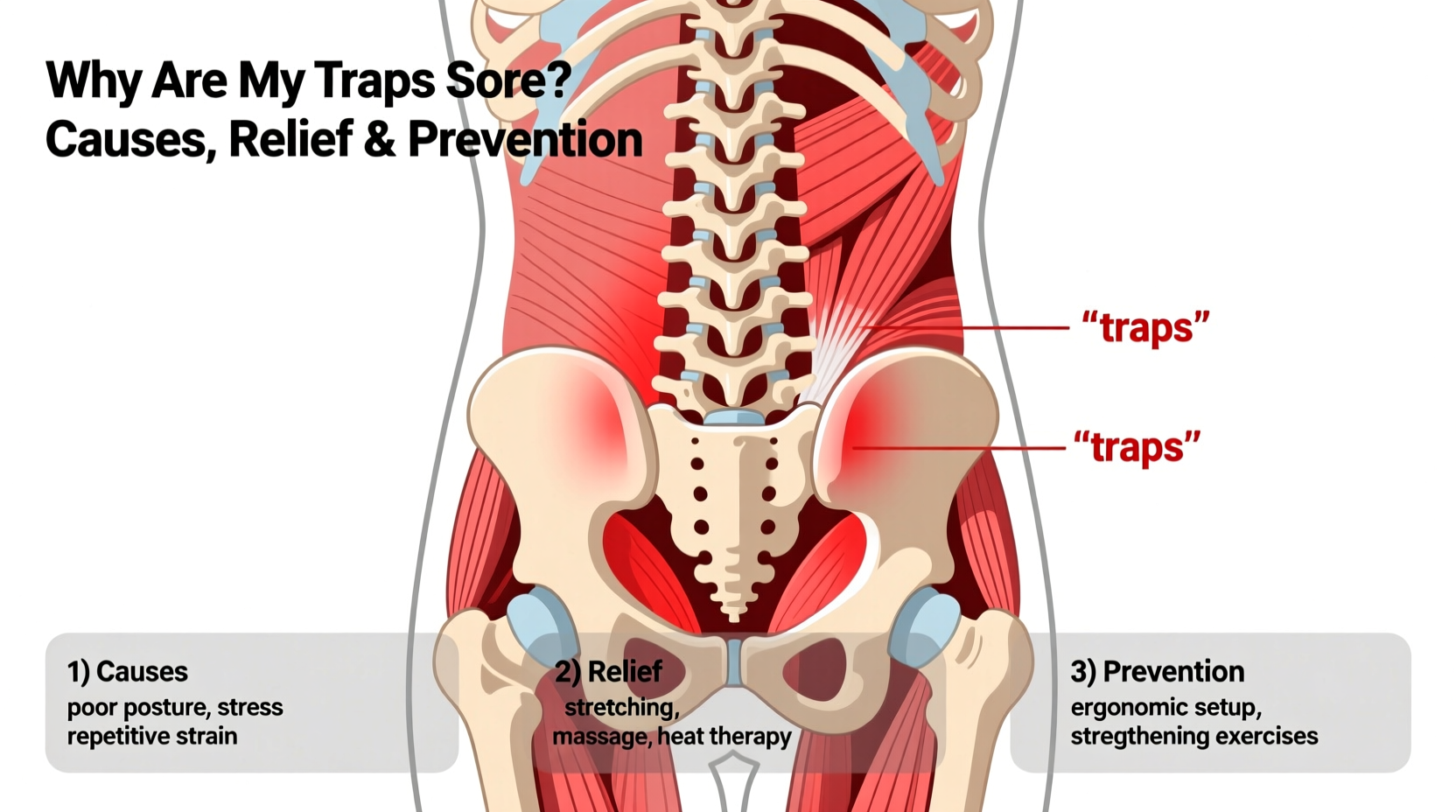 why are my traps sore causes relief and prevention