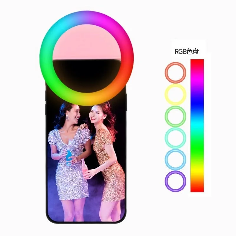 Amazon Hot Selling RG-01 LED Selfie Ring Light Rechargeable Camera Mini Selfie Light With 30 RGB ring light