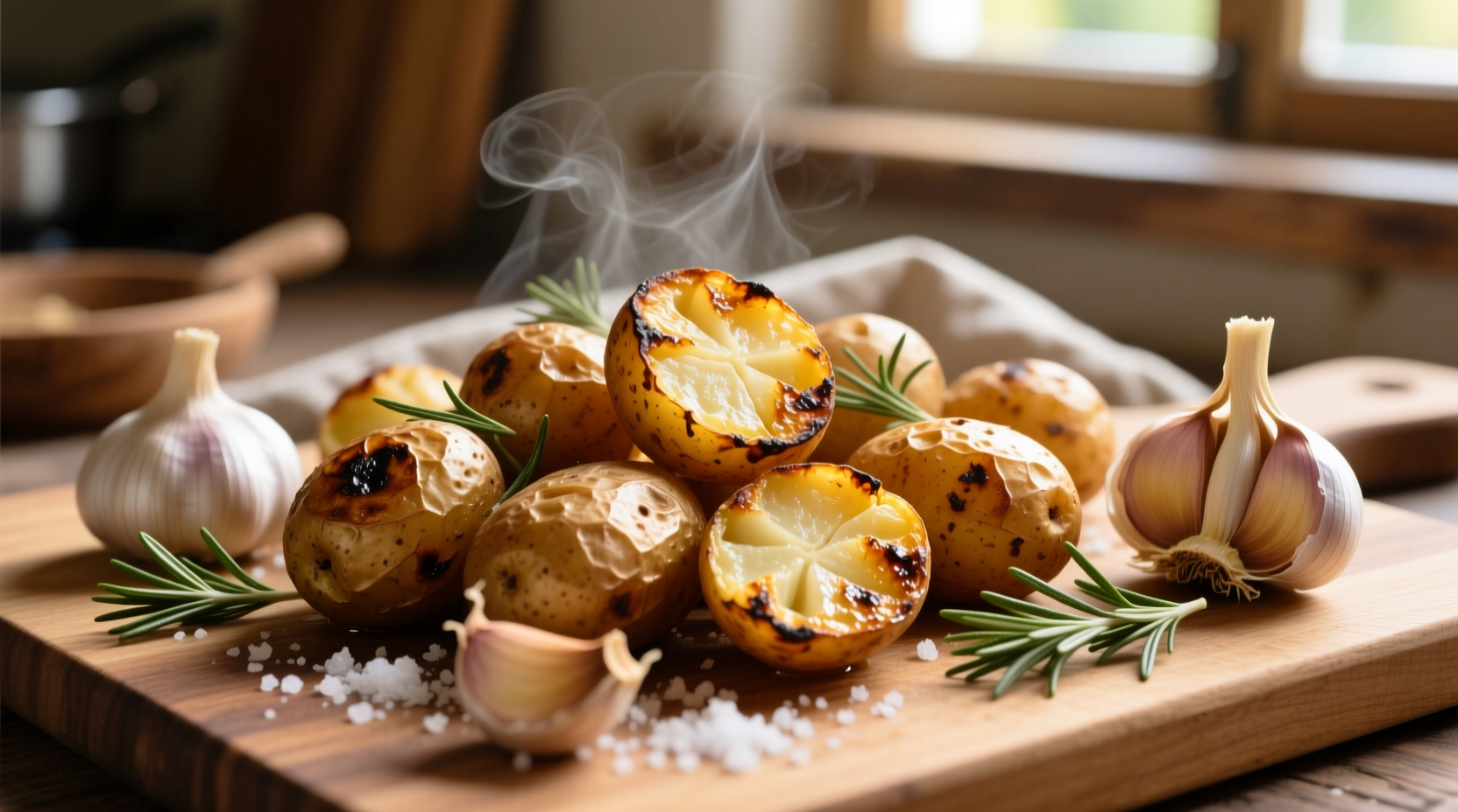 roasted potatoes and garlic