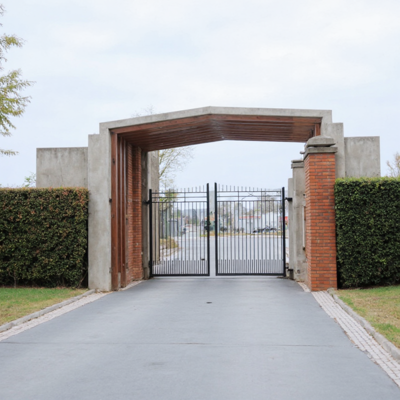 Driveway Gates for Material, application:house, showcasing elegant wrought iron craftsmanship and intricate detailing.