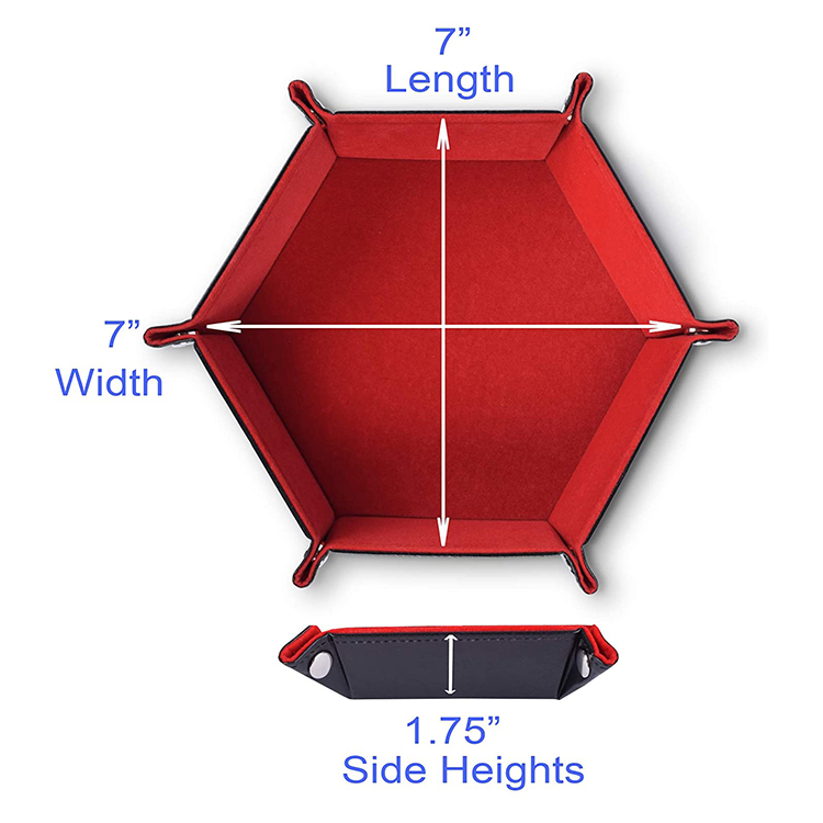 アンティーク仕様　アイアン　折りたたみトレイ PUレザー六角形折りたたみ式ダイストレイDNDアクセサリー用