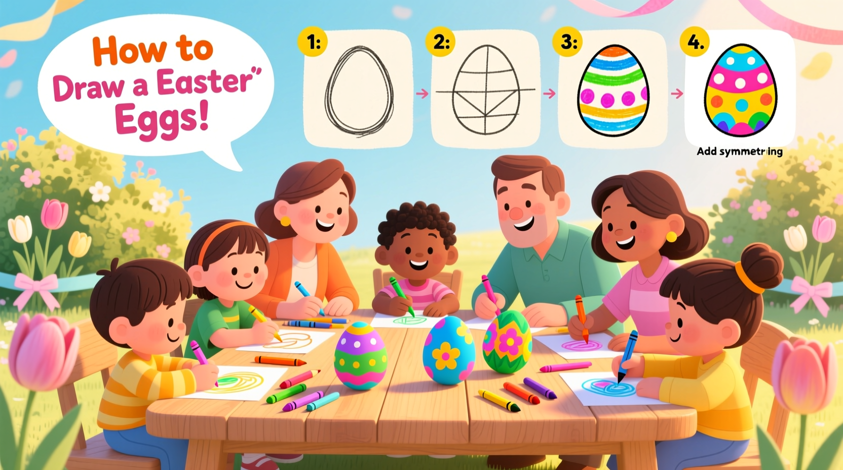 how to draw eggs for easter