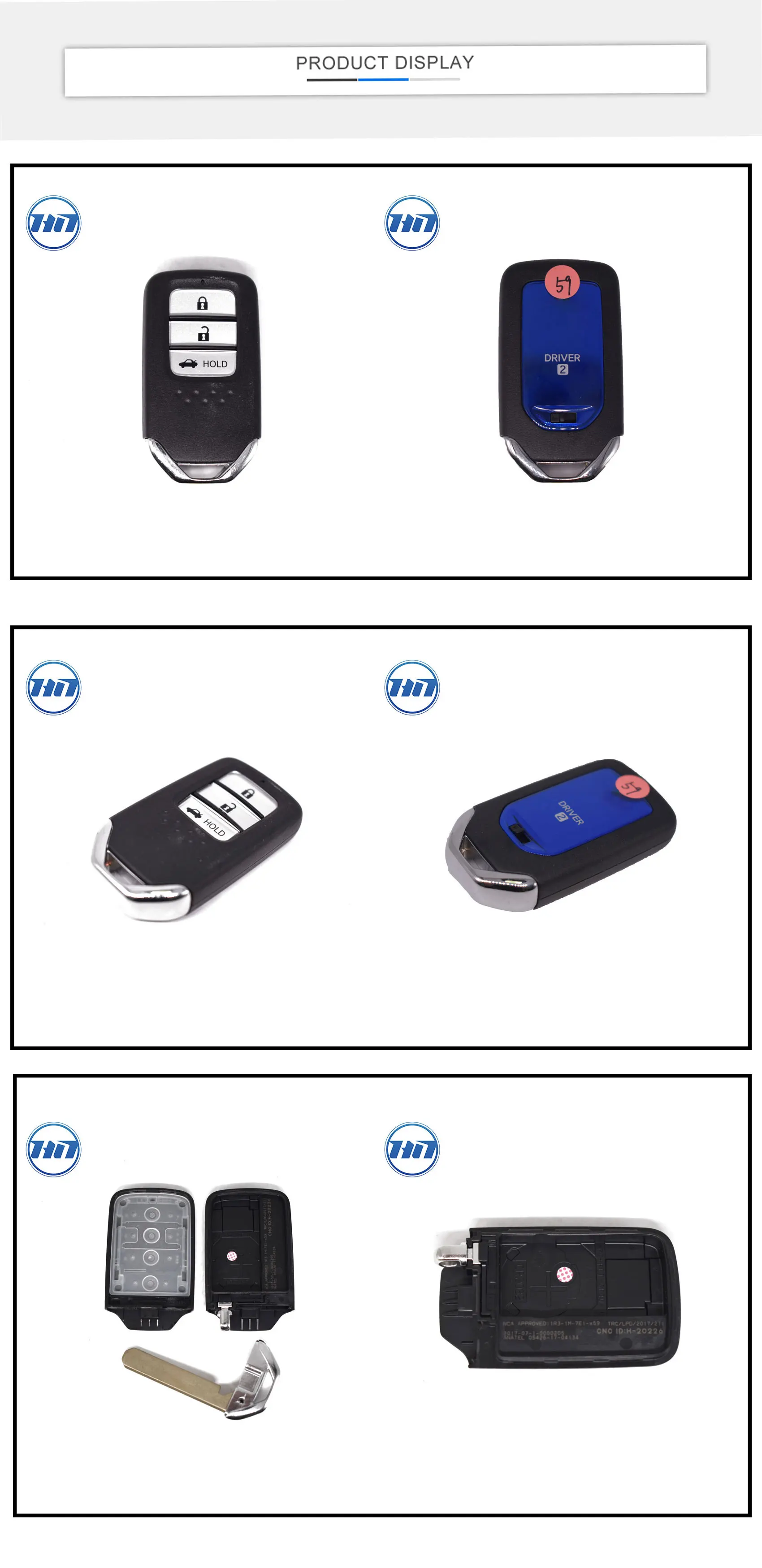 Excellent Blank Auto Remote Car Key Case 3 Buttons With Blue Logo