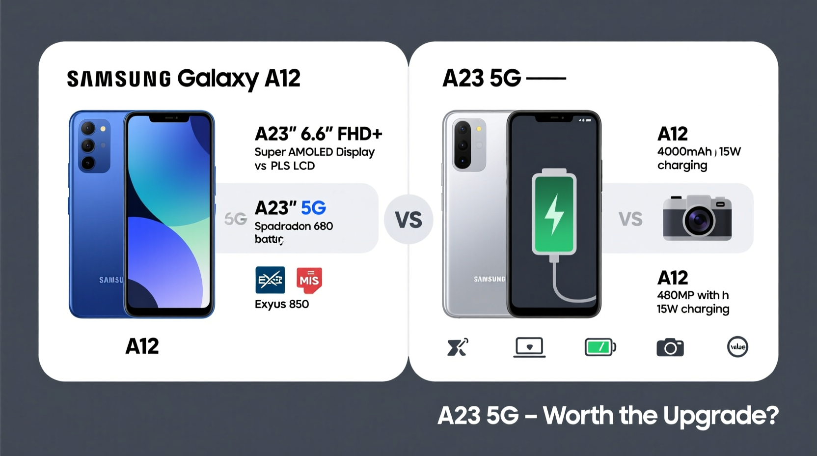 samsung a12 vs a23 5g is it worth upgrading or are they basically the same